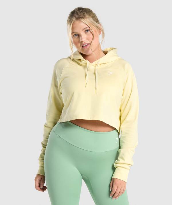 Damske Mikiny S Kapucňou Gymshark Training Cropped Svetlo Žlté | JO2839751